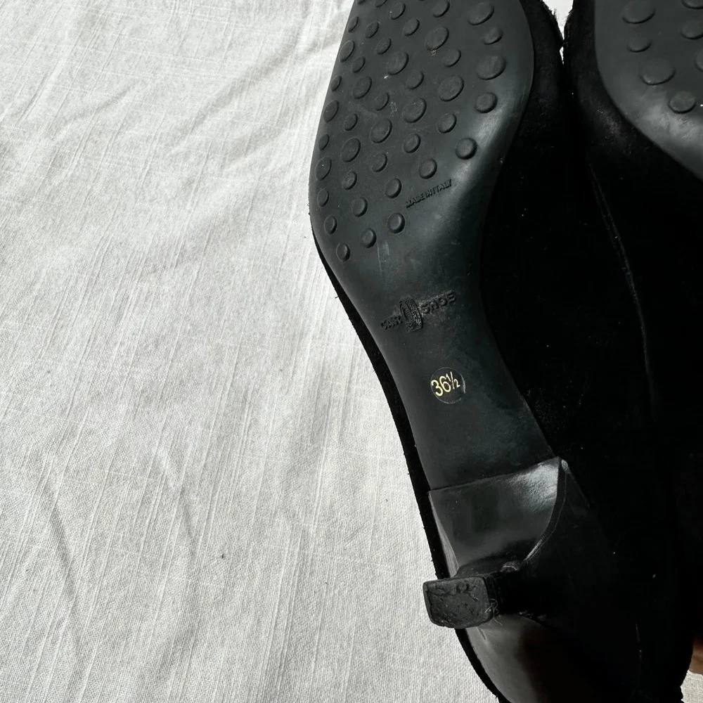 The Original Car Shoe Suede Kitten Heel‎ Pumps Pointed Toe  Black 36.5